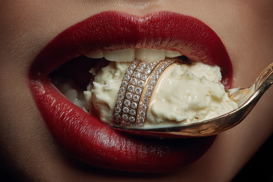Close-up of white lab-grown diamond ring