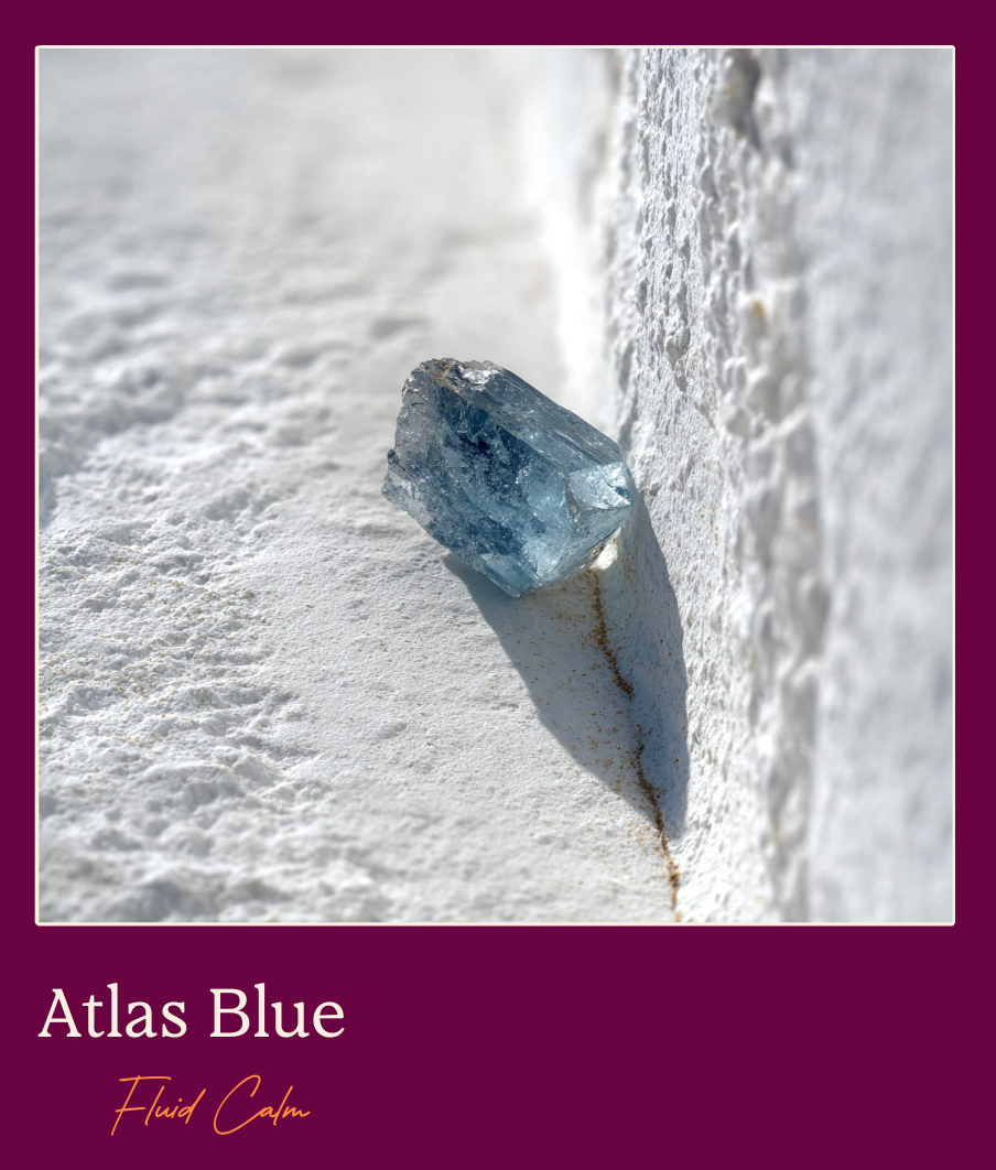 Atlas Blue rough diamond representing Fluid Calm. Candy by Shaina blue lab-diamond colour explanation. 